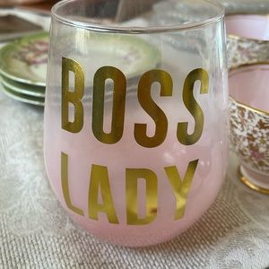 Large pink and gold Boss Lady Wine Glass